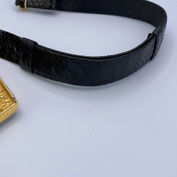 Alexis Kirk Vintage Women Black Crystal Buckle Genuine Reptile Adjustable Belt main image 6